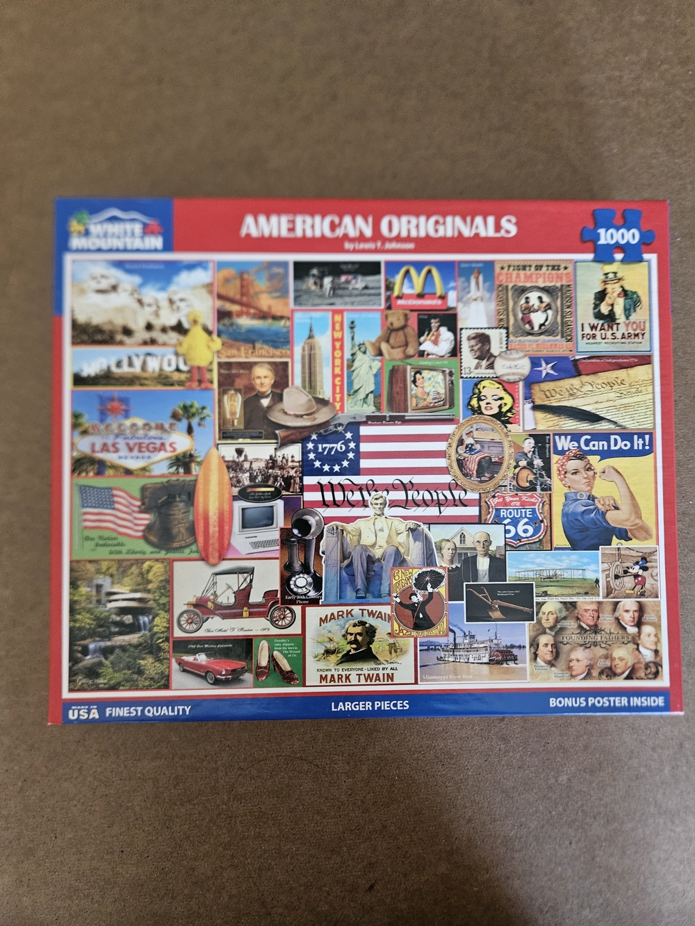 White Mountain American Originals Puzzle – Red, Blue, White collage 1000 Piece